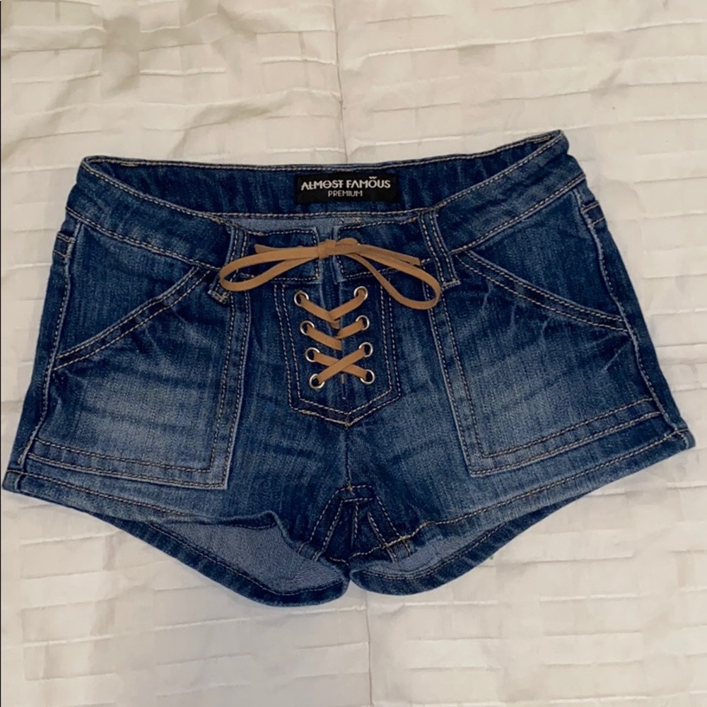 Almost Famous Tie Front Denim Shorts